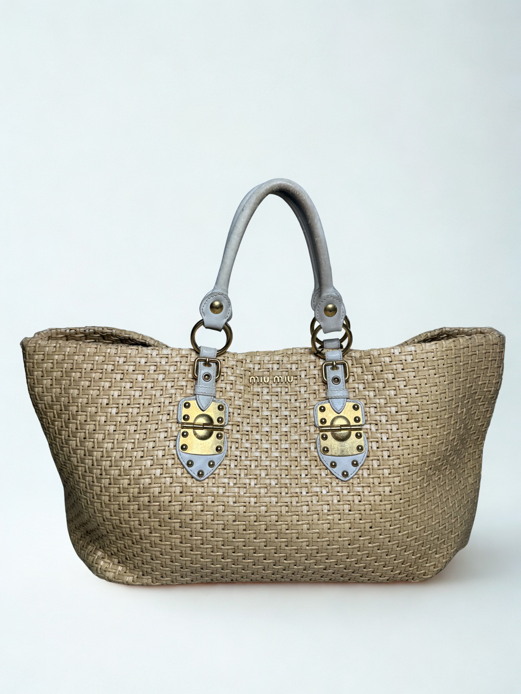Miu Miu Oversized Woven Raffia Tote