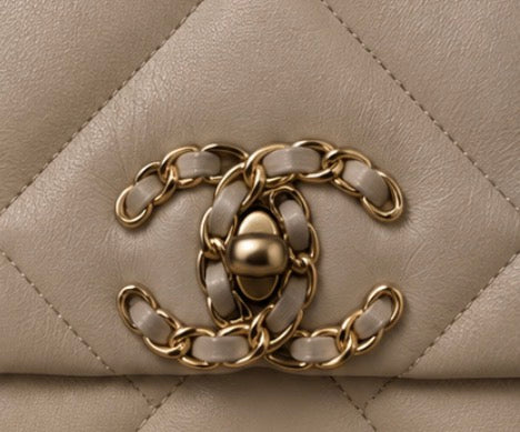 Chanel Beige Quilted Lambskin Chanel 19 Large Flap Shoulder Bag