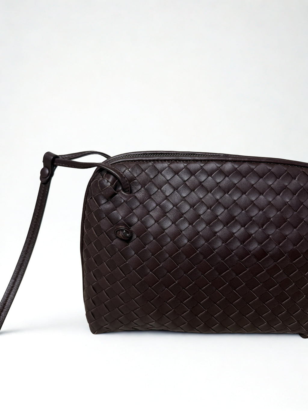 Bottega Veneta Dark Brown Intrecciato Crossbody Bag