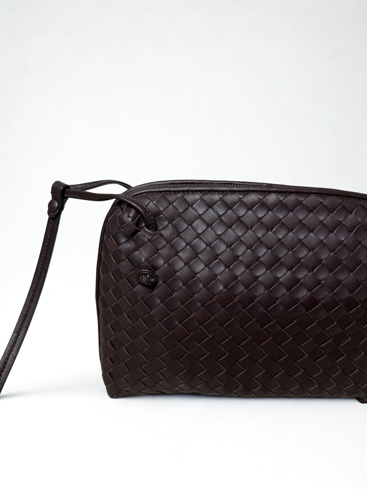 Bottega Veneta Dark Brown Intrecciato Crossbody Bag