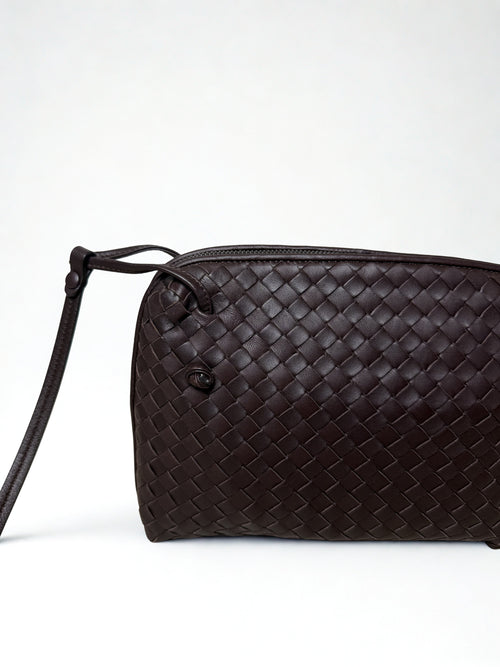 Bottega Veneta Dark Brown Intrecciato Crossbody Bag