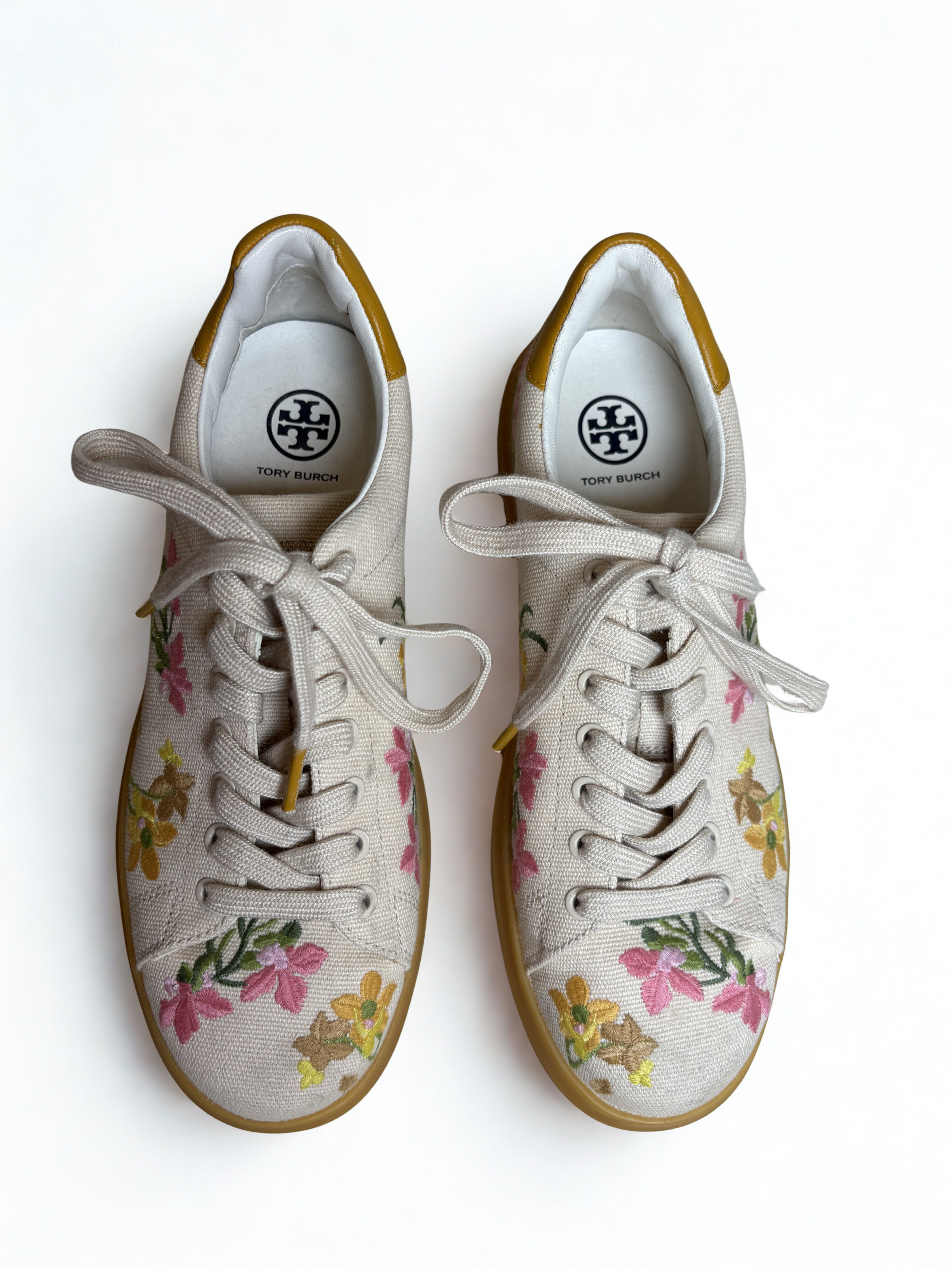 Tory Burch Floral Embroidered Canvas Sneakers