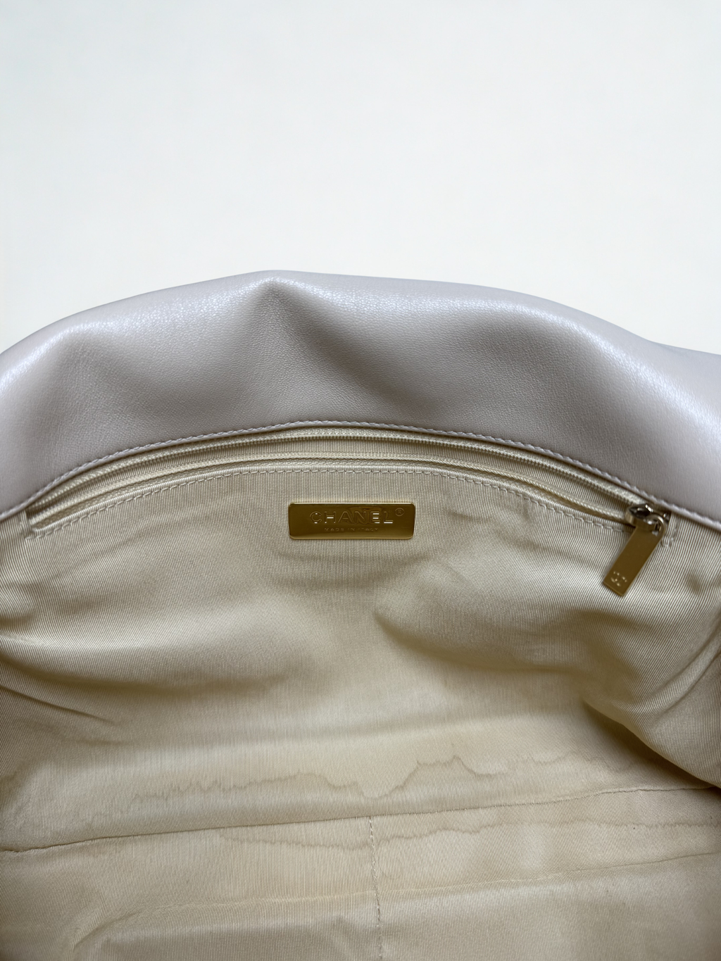 Chanel Beige Quilted Lambskin Chanel 19 Large Flap Shoulder Bag