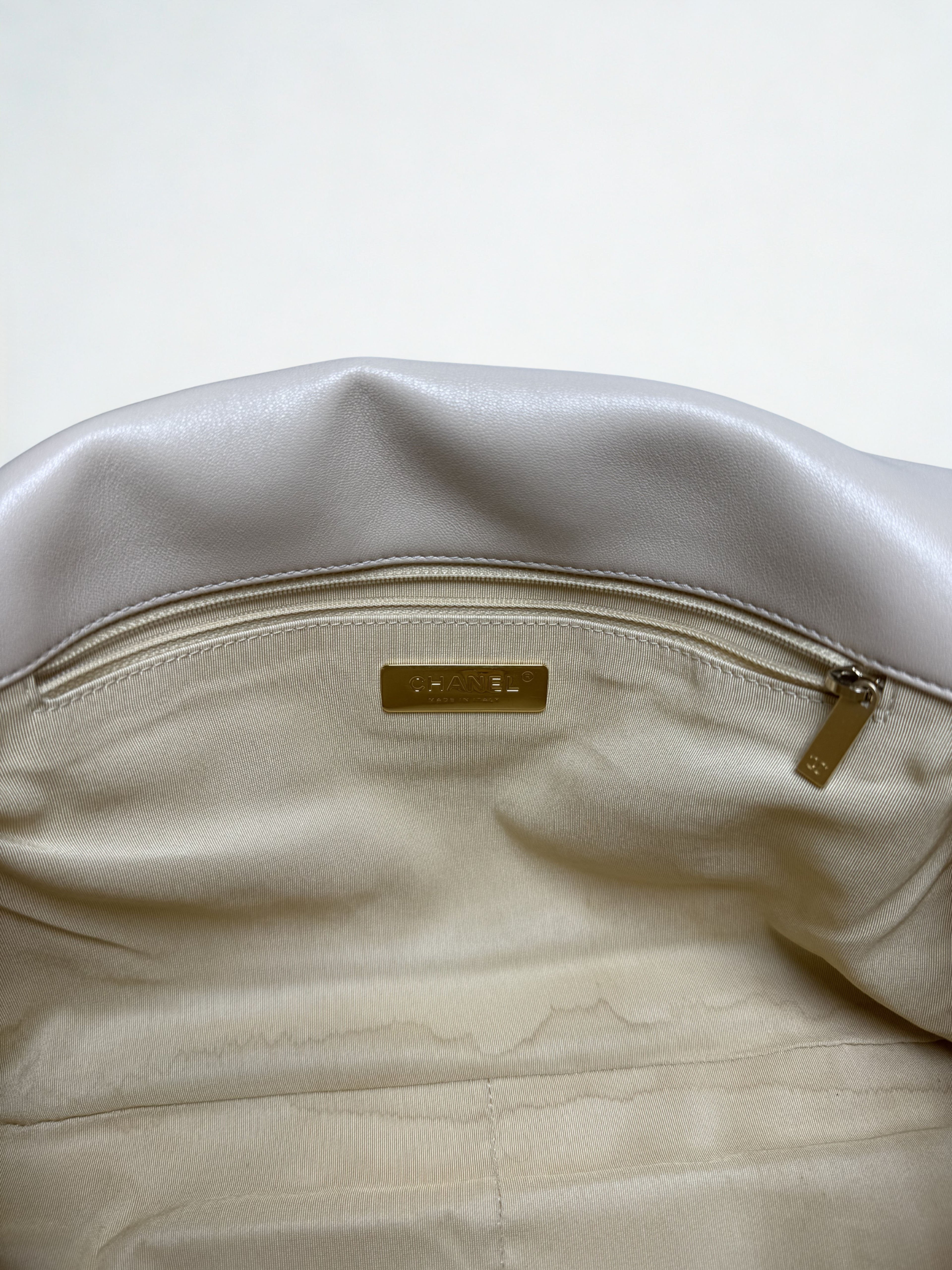 Chanel Beige Quilted Lambskin Chanel 19 Large Flap Shoulder Bag