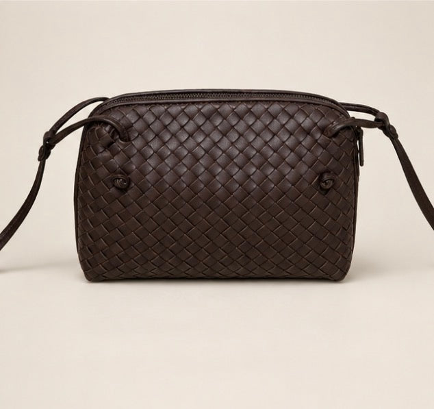 Bottega Veneta Dark Brown Intrecciato Crossbody Bag