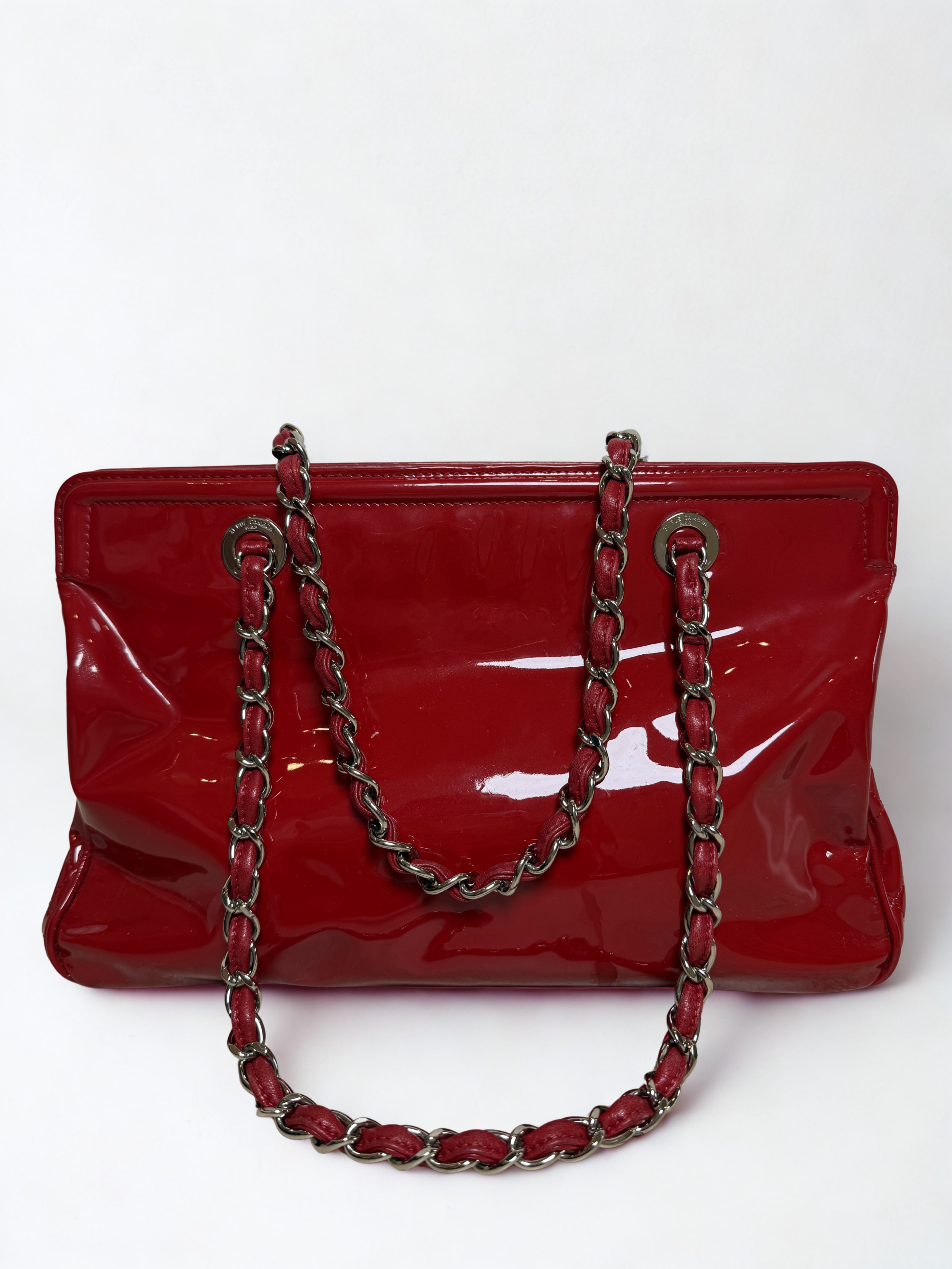 CHANEL Patent Leather Cambon Ligne Tote