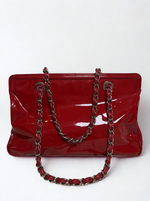 CHANEL Patent Leather Cambon Ligne Tote