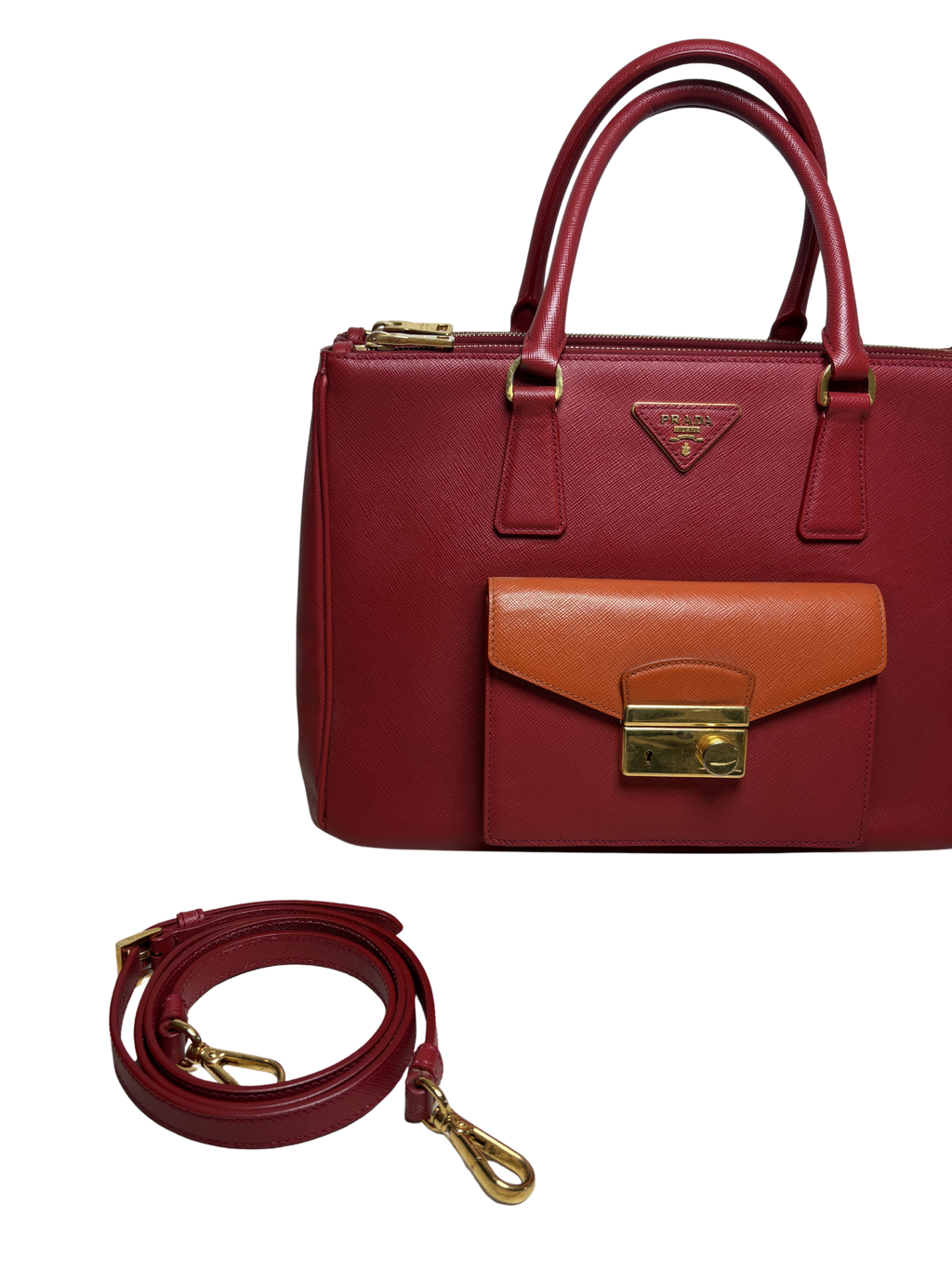 PRADA Saffiano Lux Galleria Front Pocket Tote
