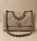 Chanel Beige Quilted Lambskin Chanel 19 Large Flap Shoulder Bag