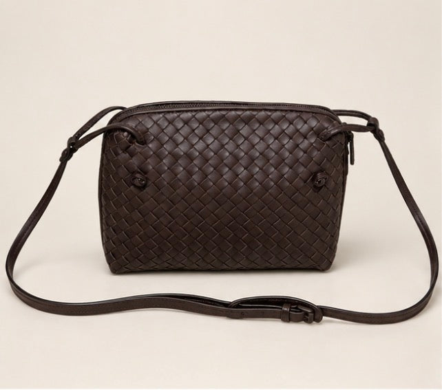 Bottega Veneta Dark Brown Intrecciato Crossbody Bag