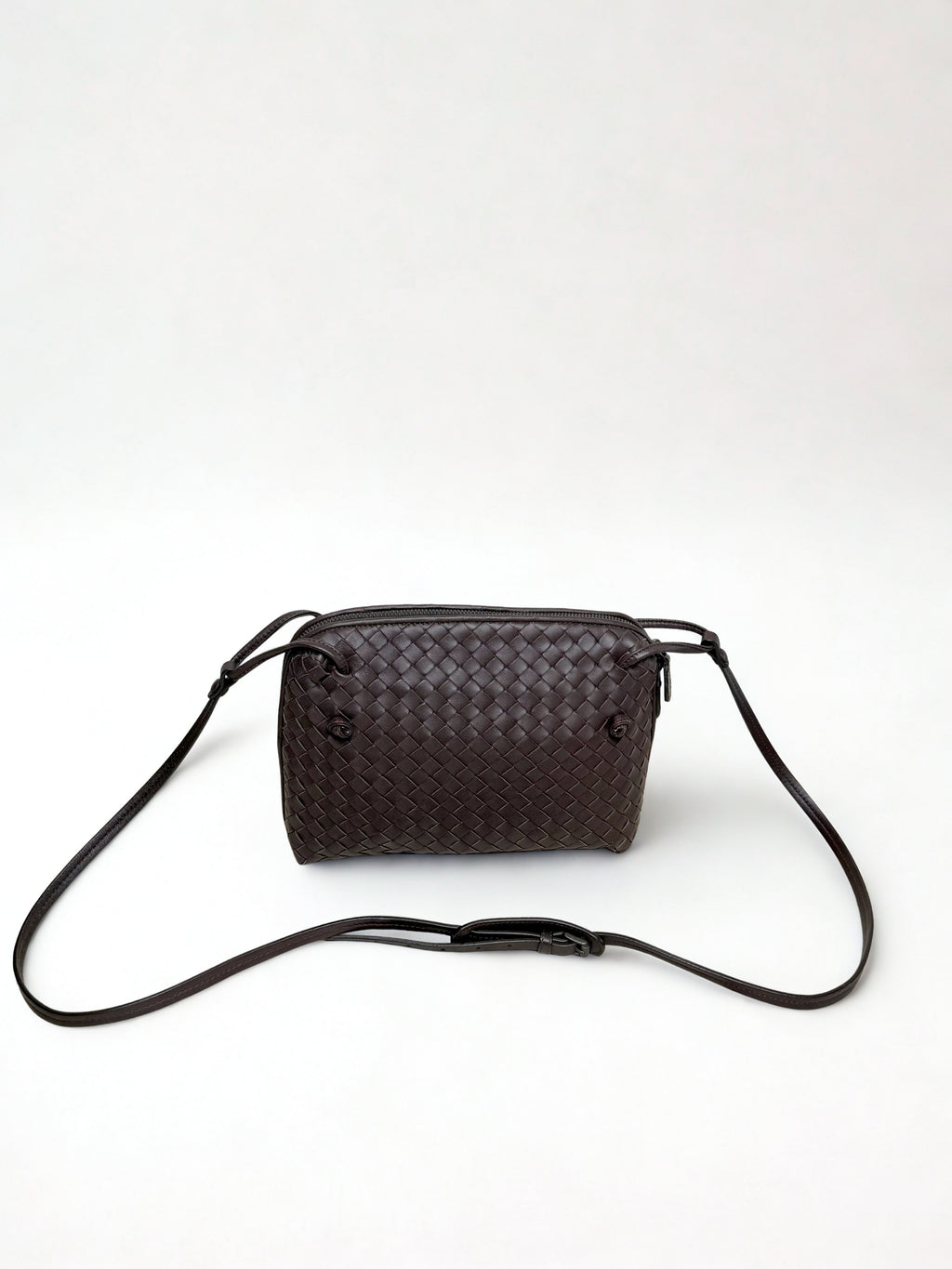 Bottega Veneta Dark Brown Intrecciato Crossbody Bag