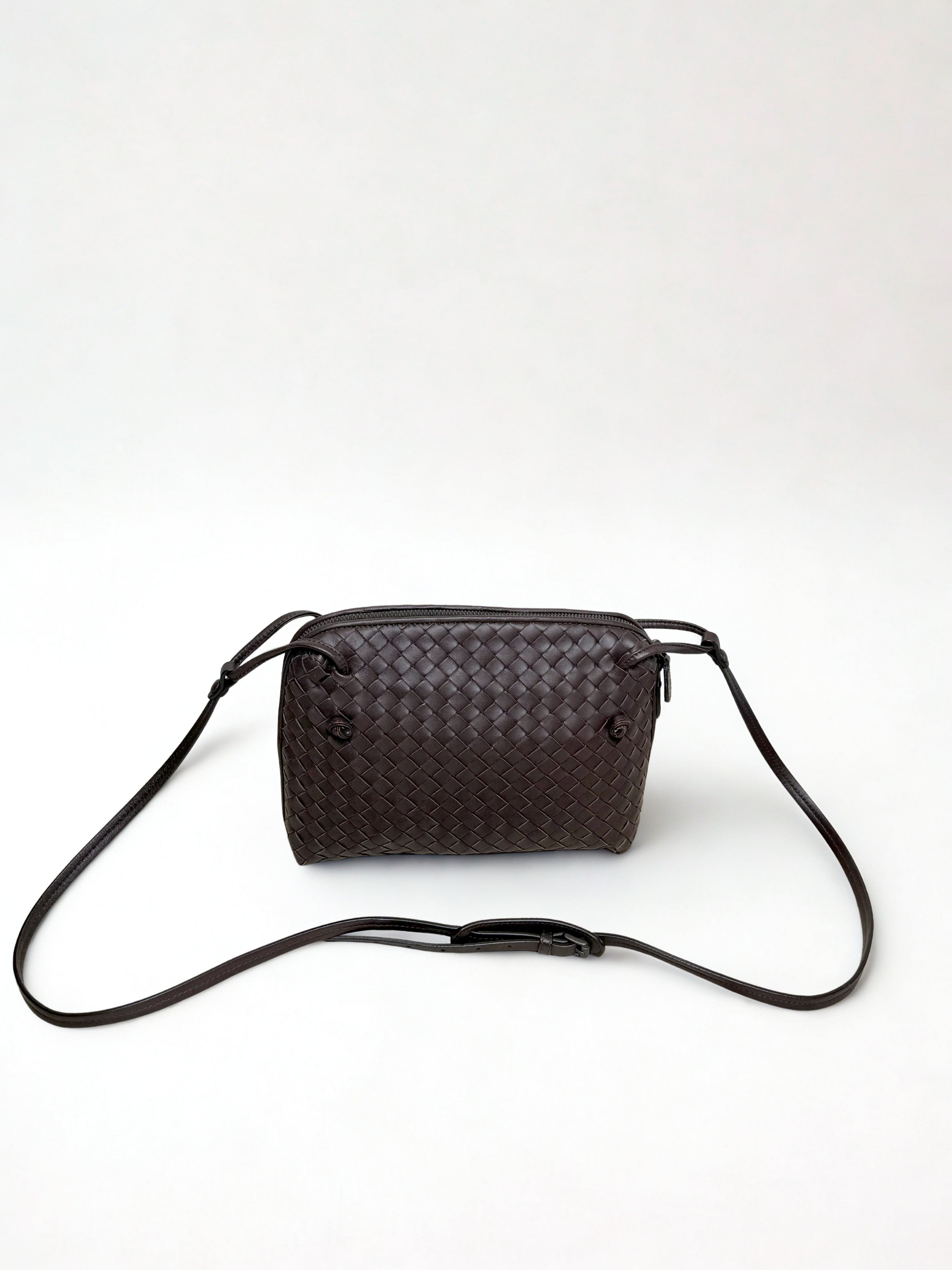 Bottega Veneta Dark Brown Intrecciato Crossbody Bag