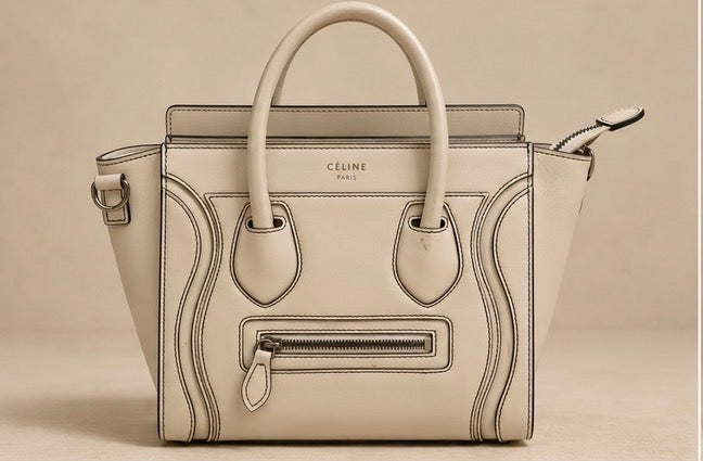 CELINE Ivory Leather Micro Luggage Tote