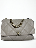 Chanel Beige Quilted Lambskin Chanel 19 Large Flap Shoulder Bag