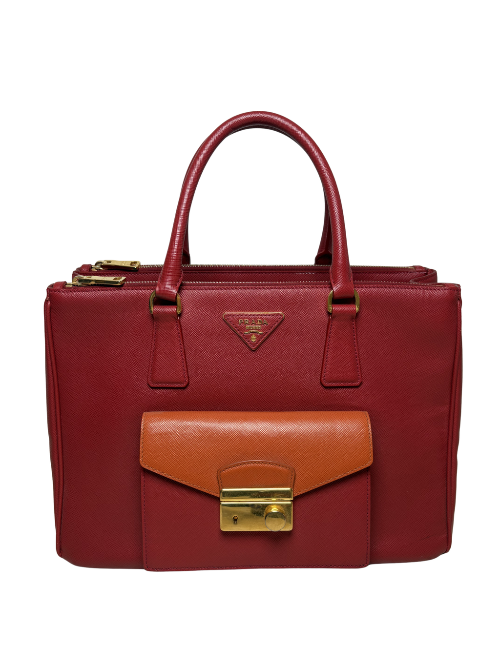 PRADA Saffiano Lux Galleria Front Pocket Tote