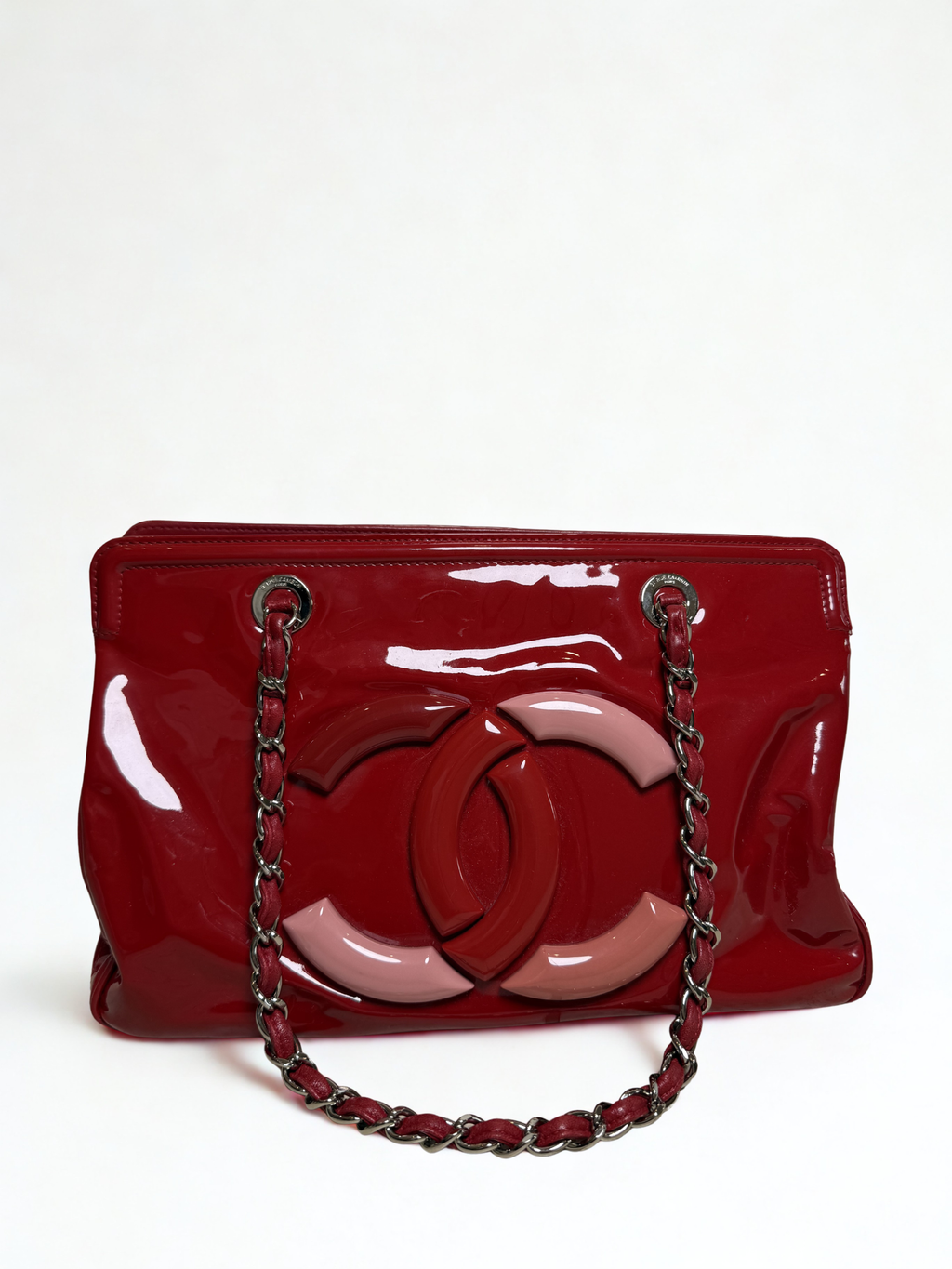 CHANEL Patent Leather Cambon Ligne Tote
