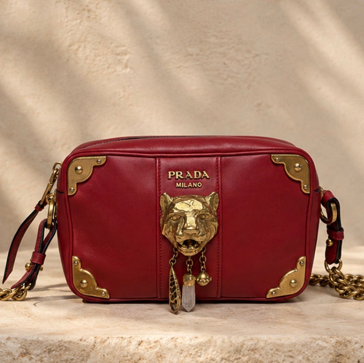 PRADA City Calf Esplanade Tiger Head Camera Bag