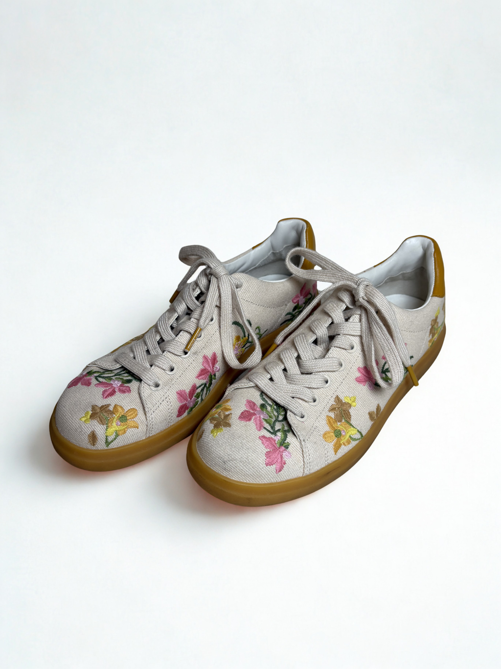 Tory Burch Floral Embroidered Canvas Sneakers