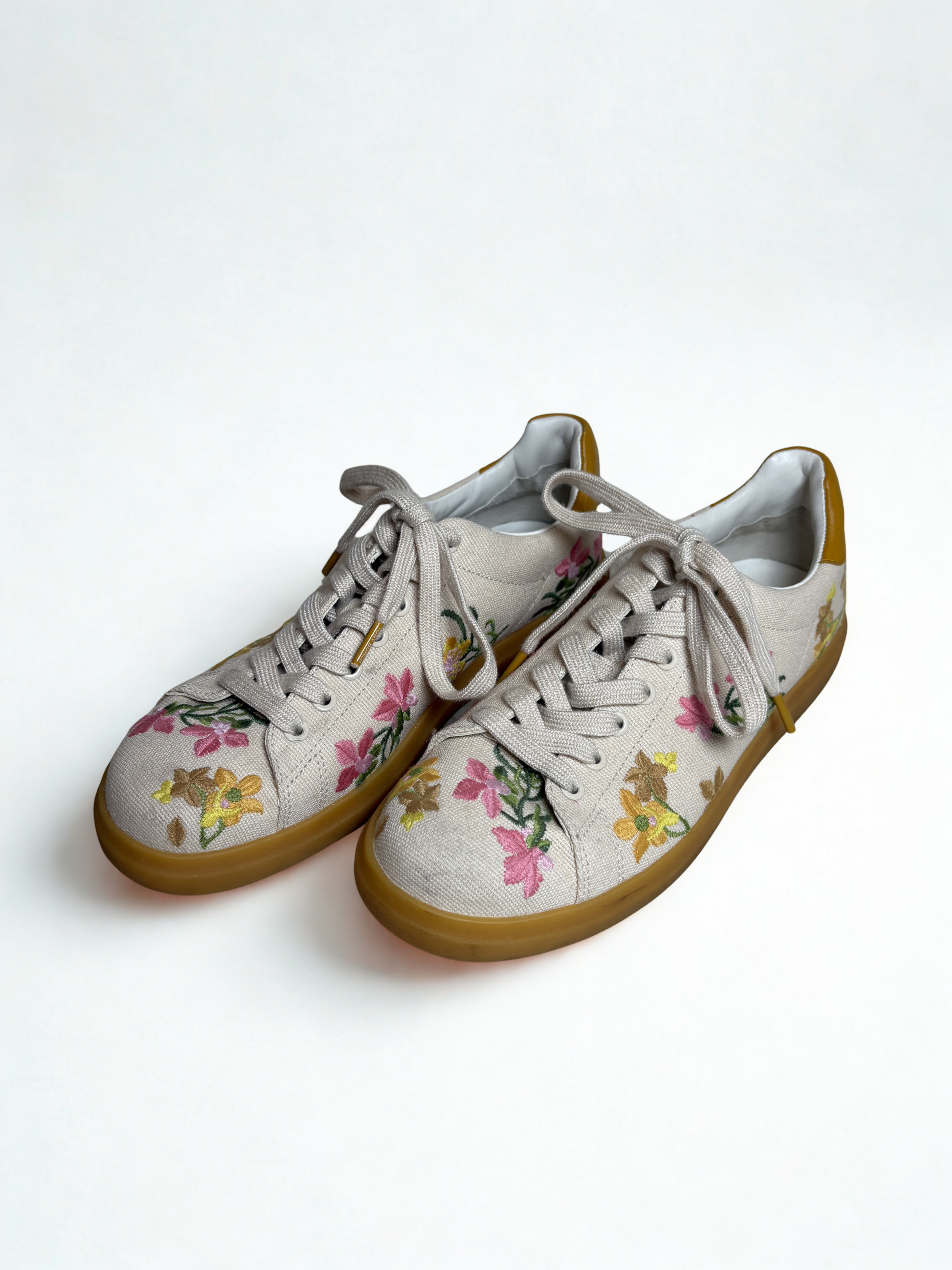 Tory Burch Floral Embroidered Canvas Sneakers
