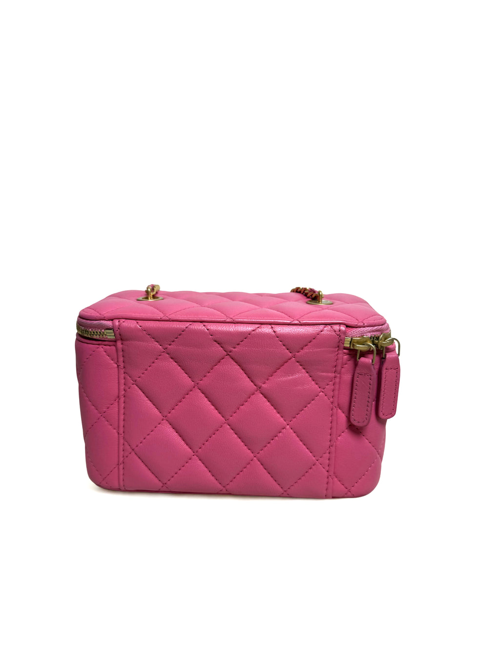 Chanel Pink Quilted Vanity Crossbody with Gold Chain