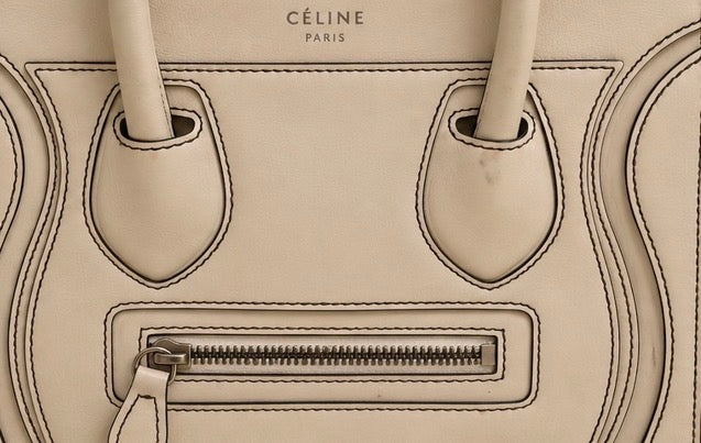CELINE Ivory Leather Micro Luggage Tote