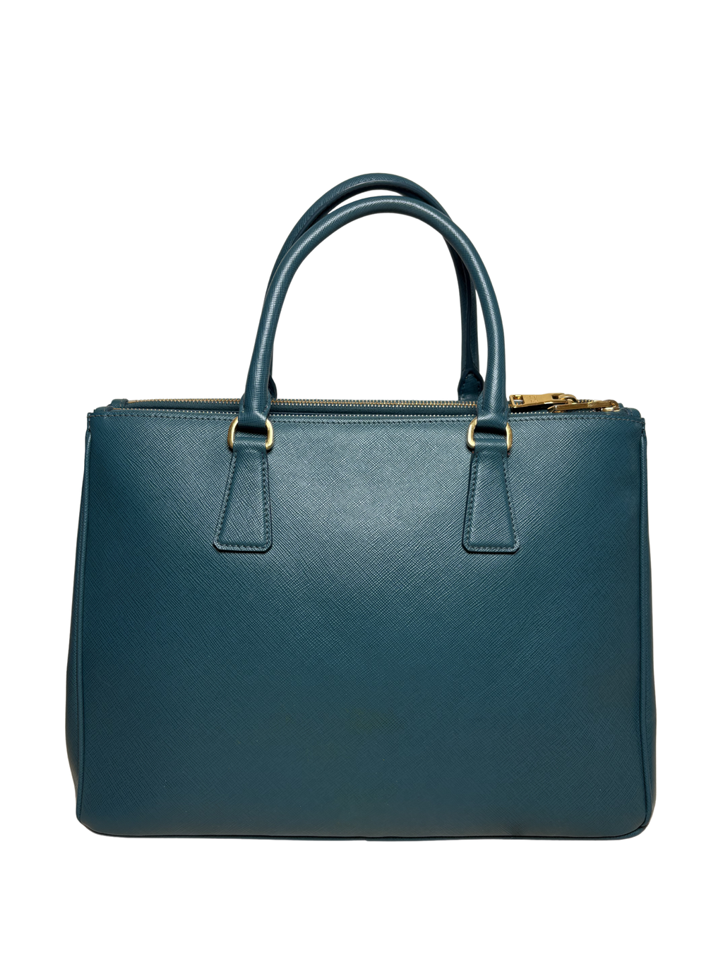 PRADA Saffiano Lux Front Pocket tote Bluette / deep teal blue