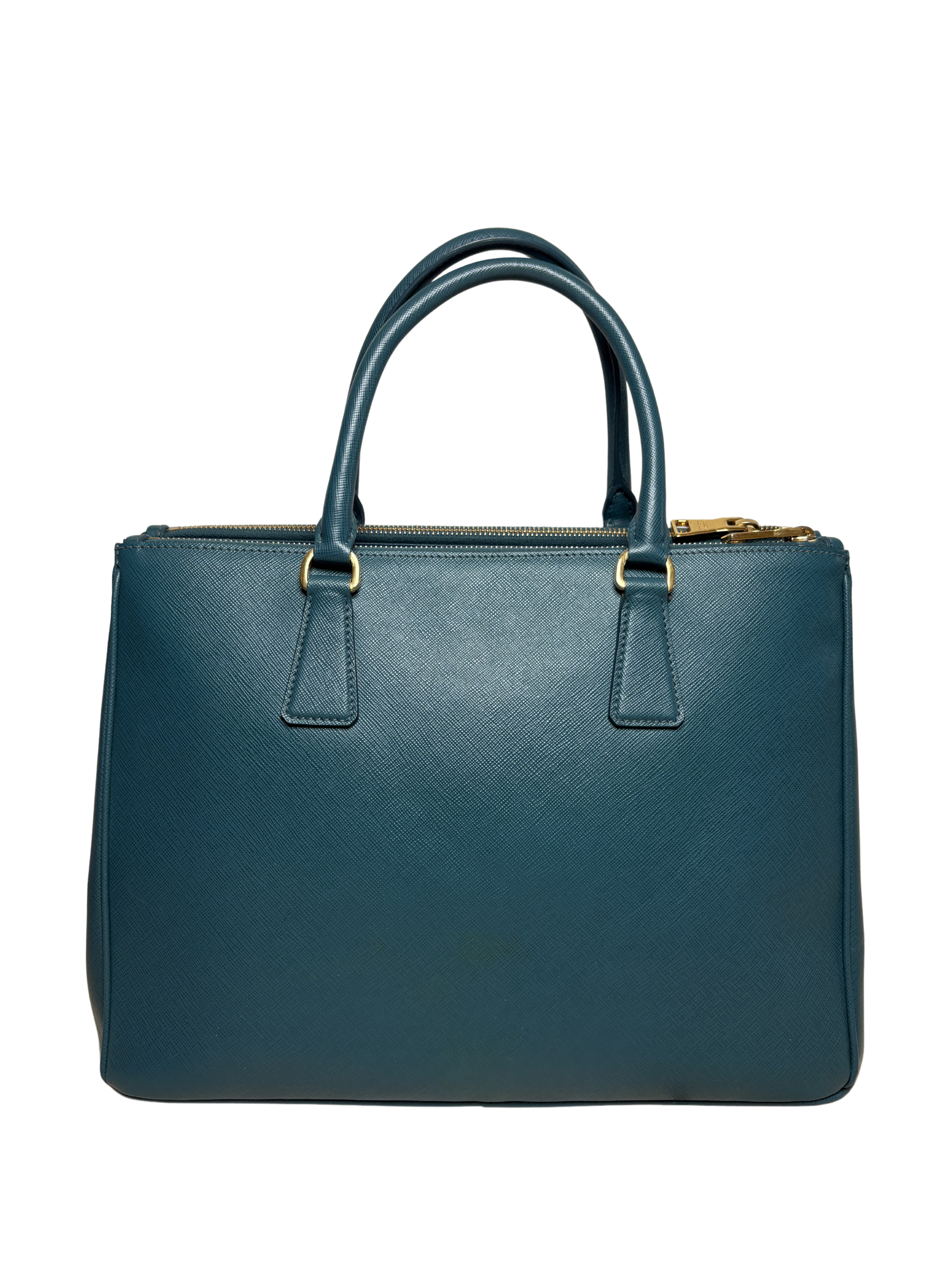 PRADA Saffiano Lux Front Pocket tote Bluette / deep teal blue