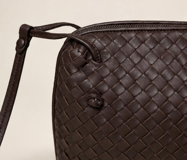 Bottega Veneta Dark Brown Intrecciato Crossbody Bag