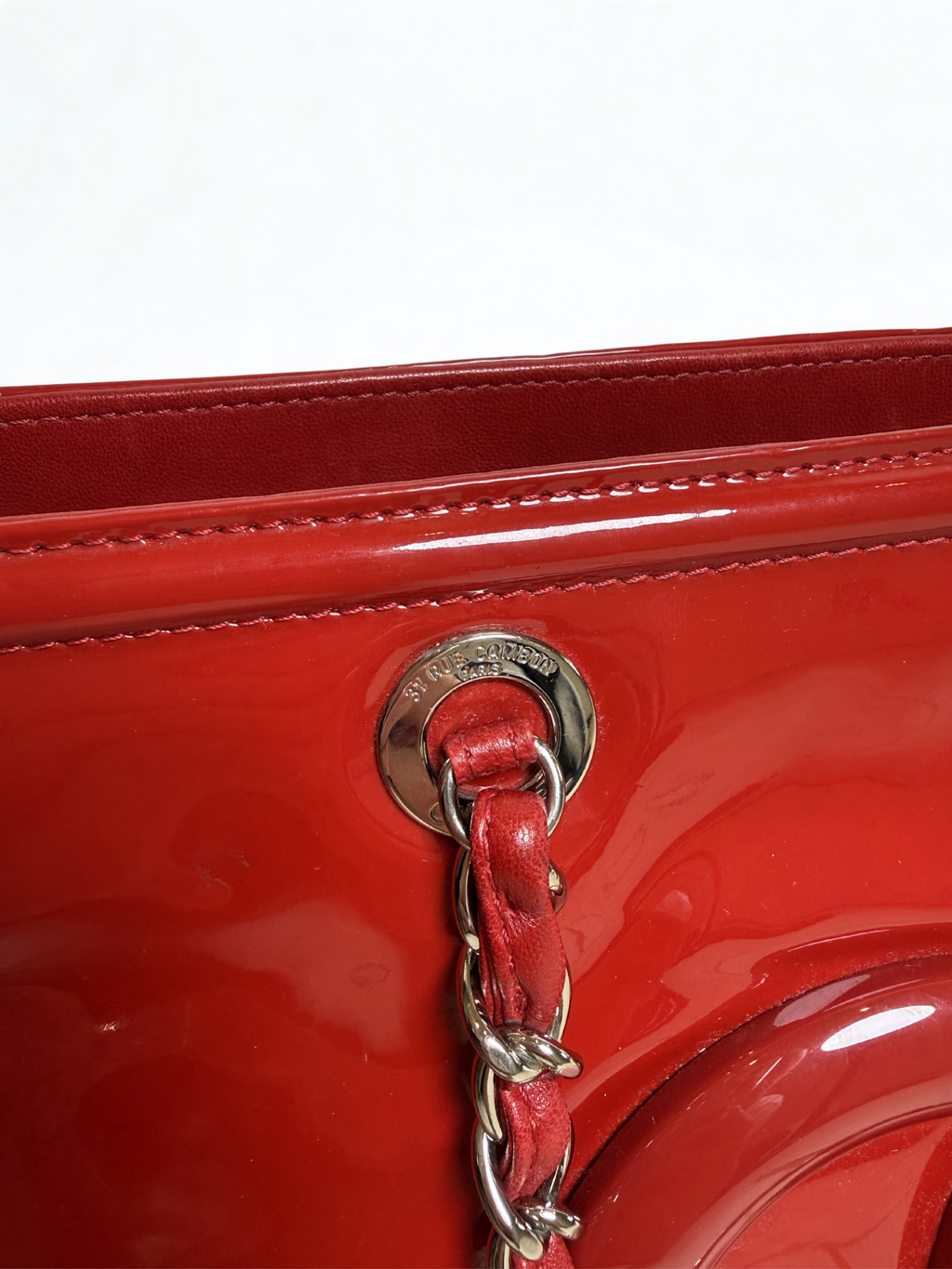CHANEL Patent Leather Cambon Ligne Tote