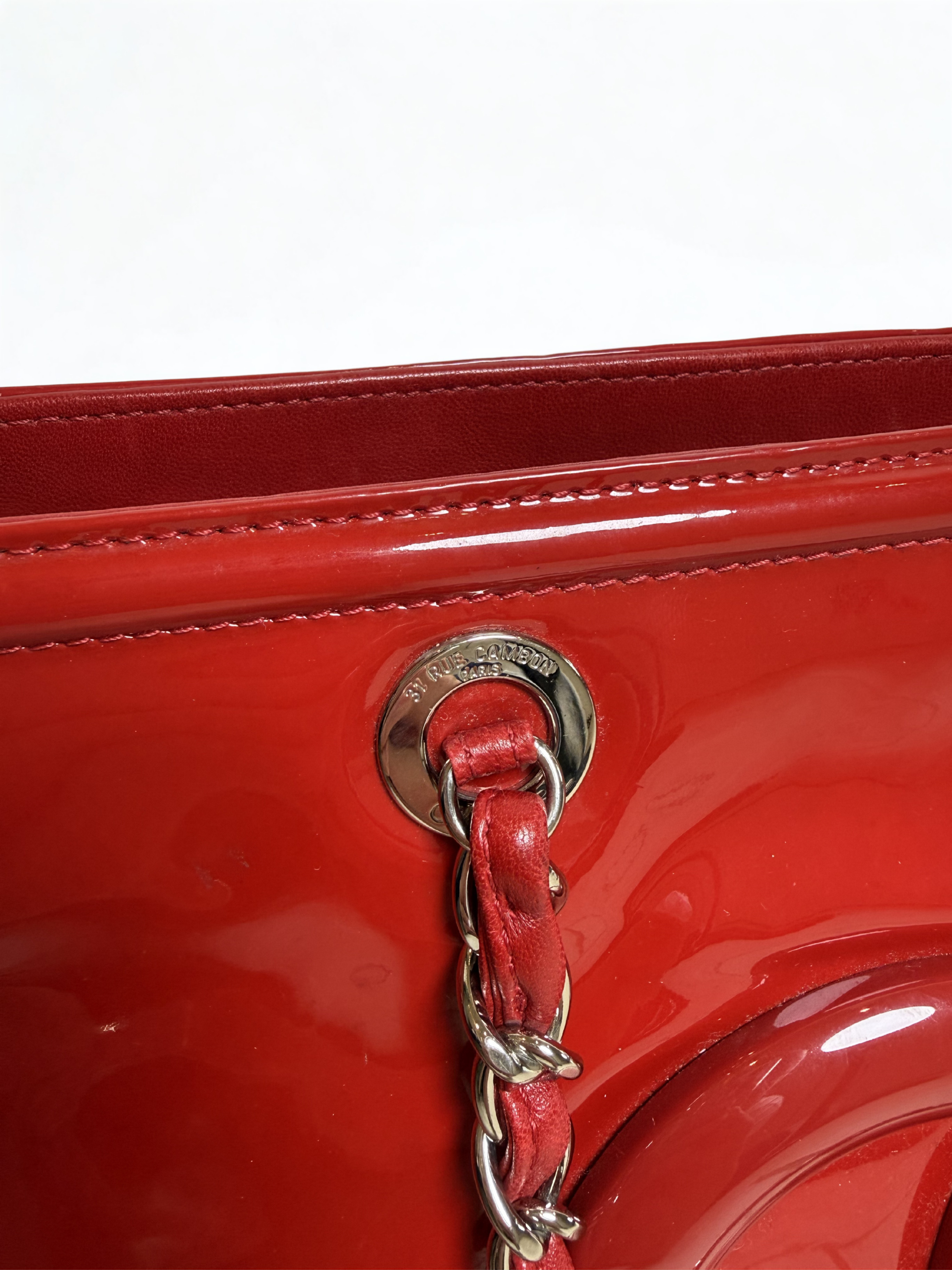 CHANEL Patent Leather Cambon Ligne Tote