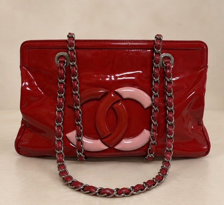 CHANEL Patent Leather Cambon Ligne Tote