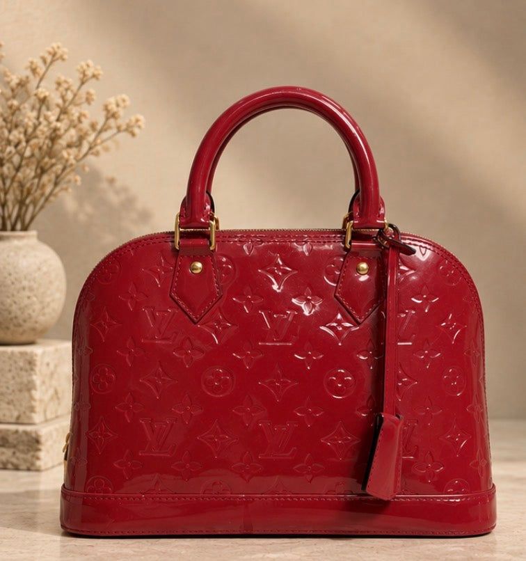 LOUIS VUITTON MONOGRAM VERNIS ALMA GM — POMME D’AMOUR