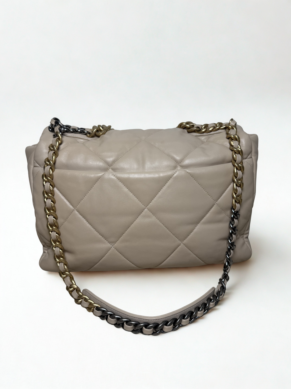 Chanel Beige Quilted Lambskin Chanel 19 Large Flap Shoulder Bag