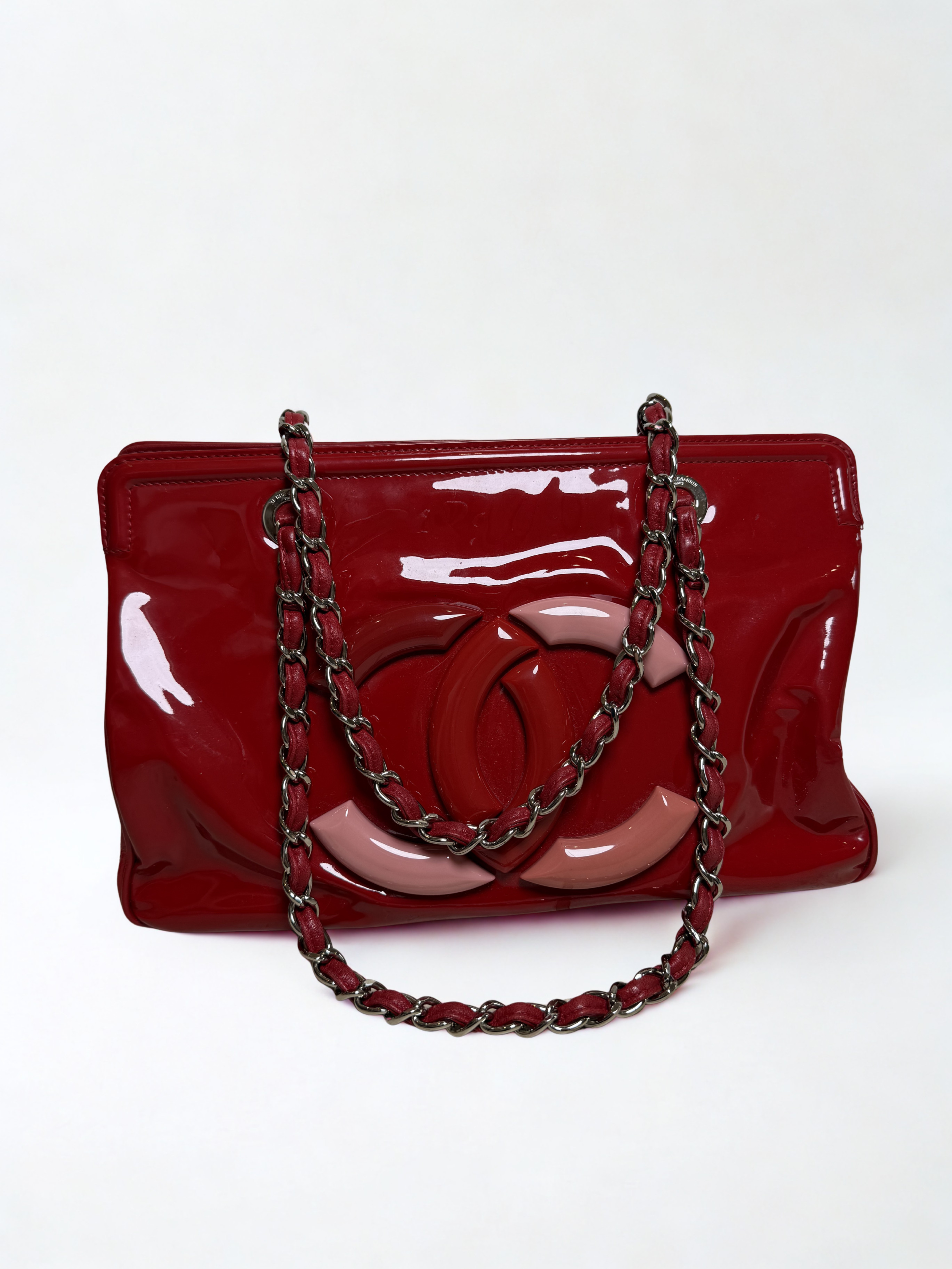 CHANEL Patent Leather Cambon Ligne Tote