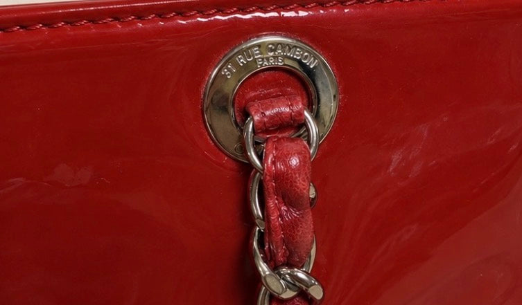 CHANEL Patent Leather Cambon Ligne Tote