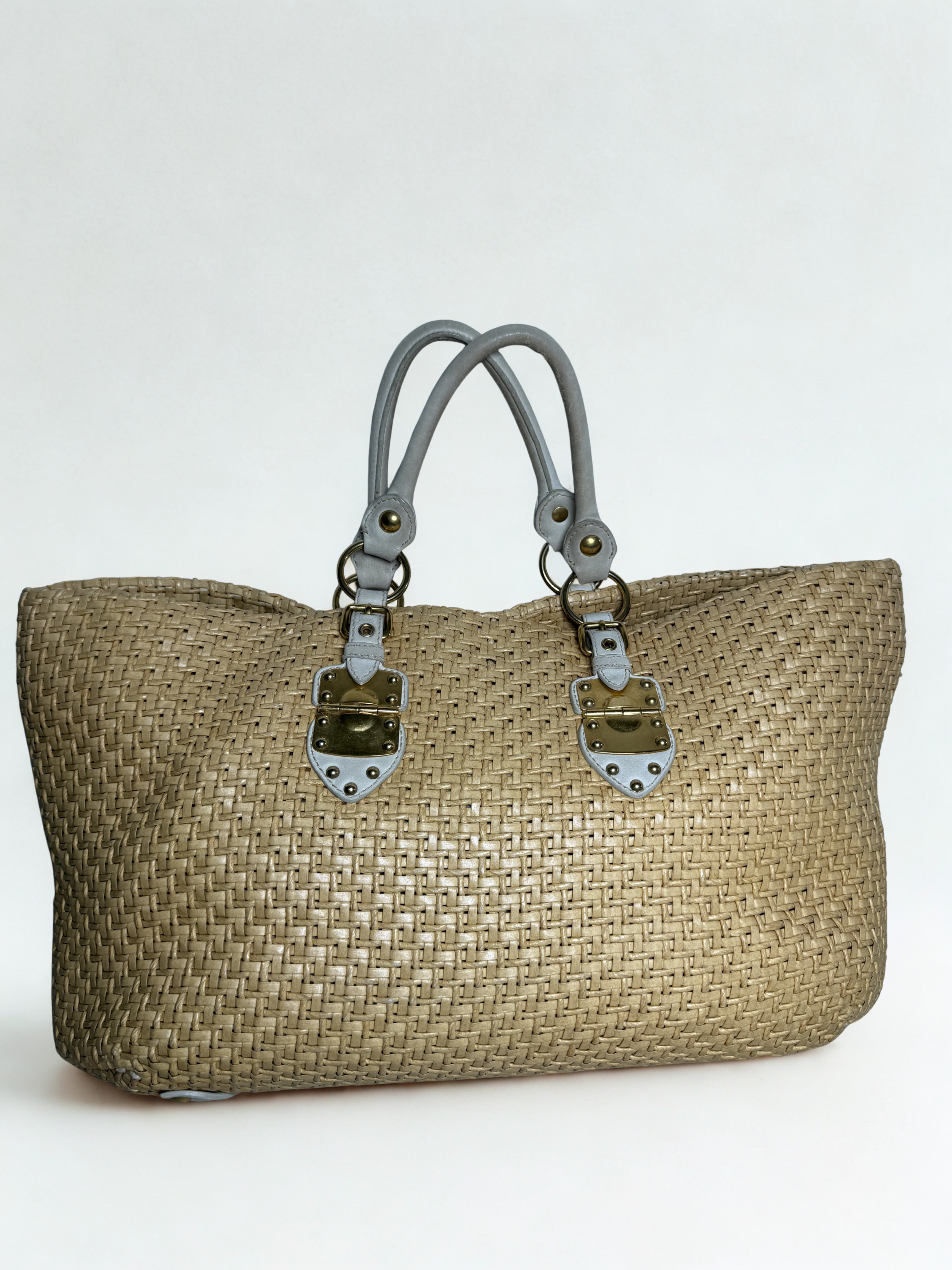 Miu Miu Oversized Woven Raffia Tote