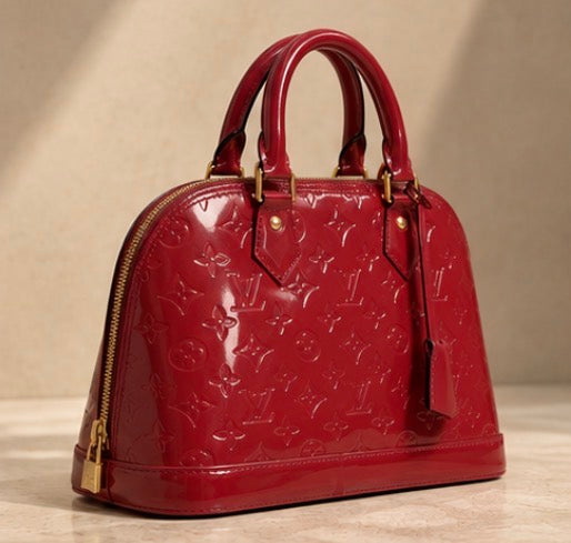 LOUIS VUITTON MONOGRAM VERNIS ALMA GM — POMME D’AMOUR