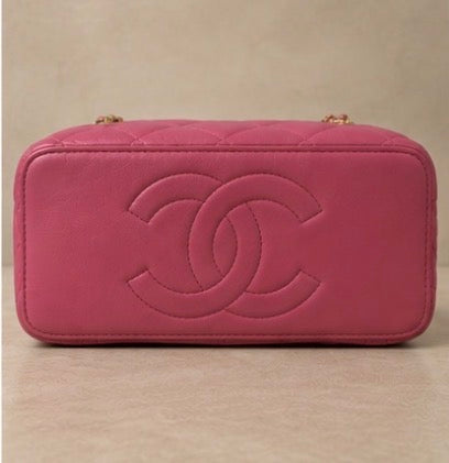 Chanel Pink Quilted Vanity Crossbody with Gold Chain