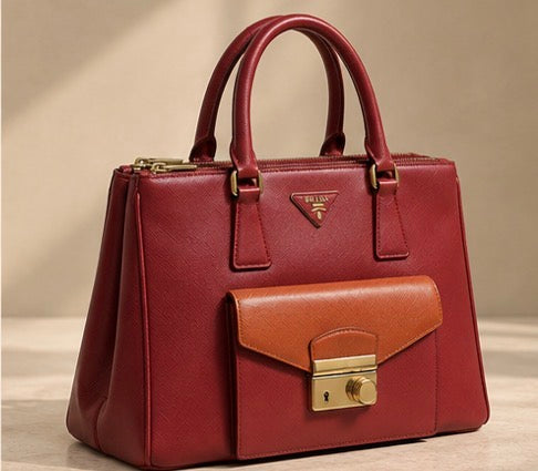 PRADA Saffiano Lux Galleria Front Pocket Tote