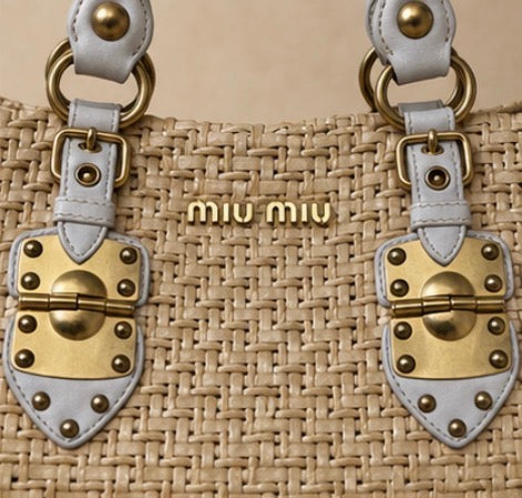 Miu Miu Oversized Woven Raffia Tote