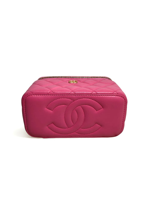 Chanel Pink Quilted Vanity Crossbody with Gold Chain