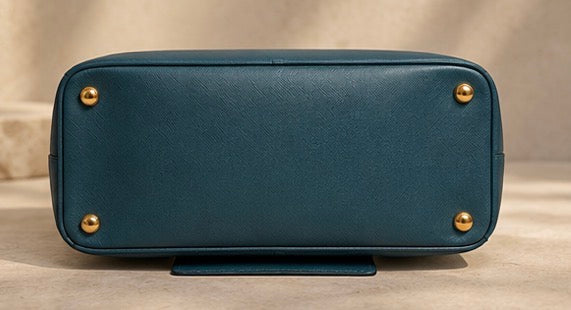 PRADA Saffiano Lux Front Pocket tote Bluette / deep teal blue
